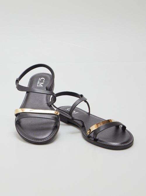 Sandali neri con dettaglio dorato - Kiabi