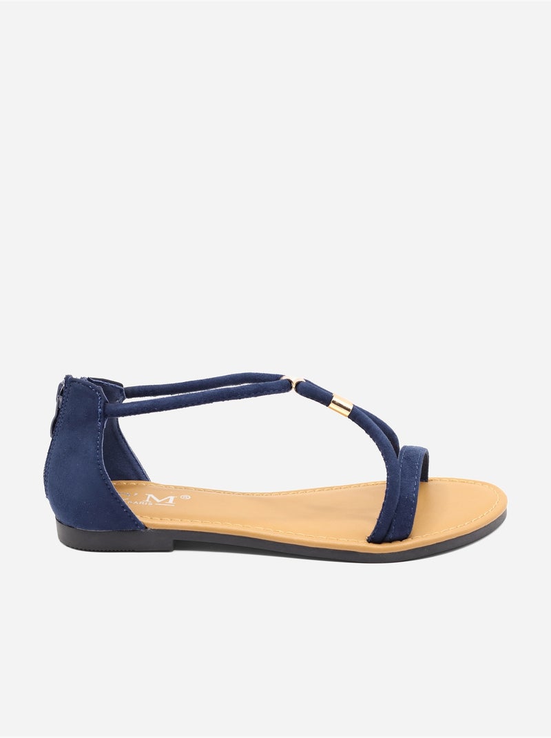 Sandali piatti con cerniera Blu - Kiabi