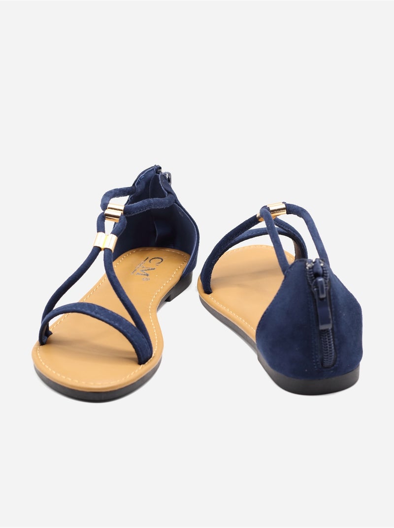 Sandali piatti con cerniera Blu - Kiabi