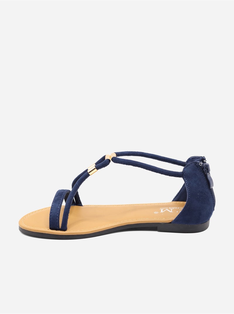 Sandali piatti con cerniera Blu - Kiabi