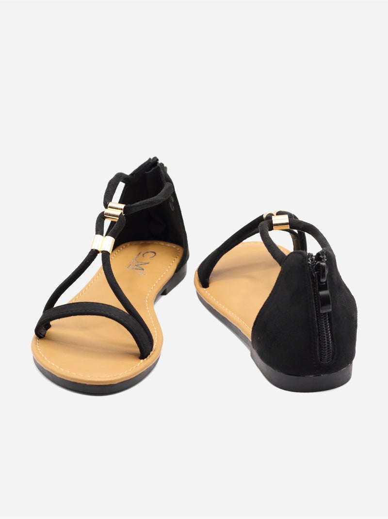 Sandali piatti con cerniera Nero - Kiabi