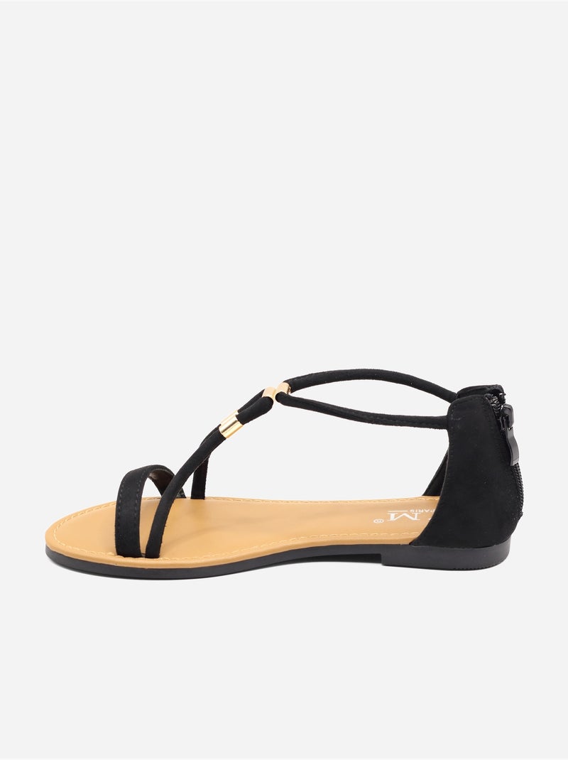 Sandali piatti con cerniera Nero - Kiabi