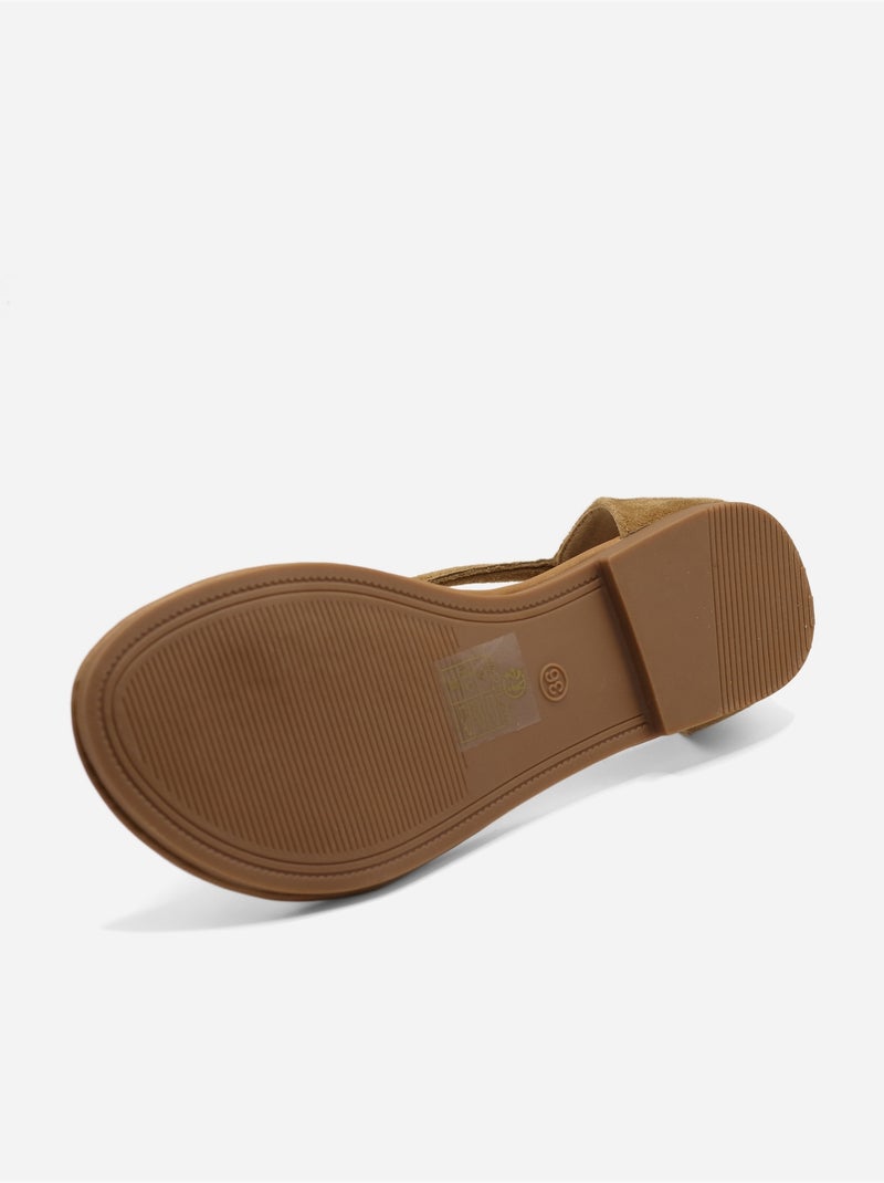 Sandali piatti con cerniera Tortora - Kiabi