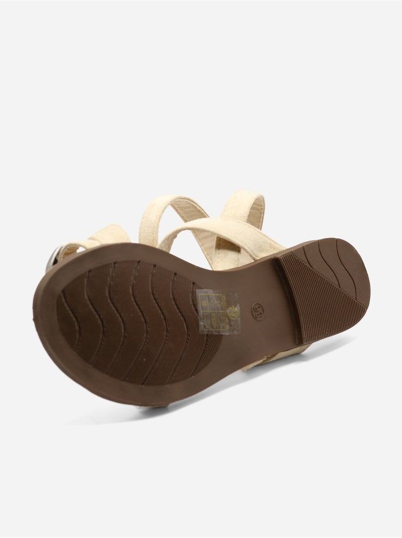 Sandali piatti con cinturini incrociati Beige - Kiabi