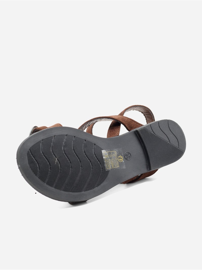 Sandali piatti con cinturini incrociati Marrone - Kiabi