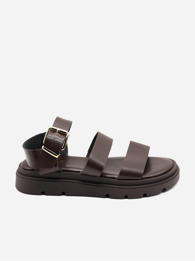 Sandali piatti con cinturini multipli Marrone - Kiabi