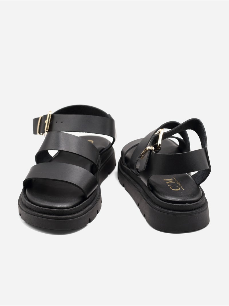 Sandali piatti con cinturini multipli Nero - Kiabi