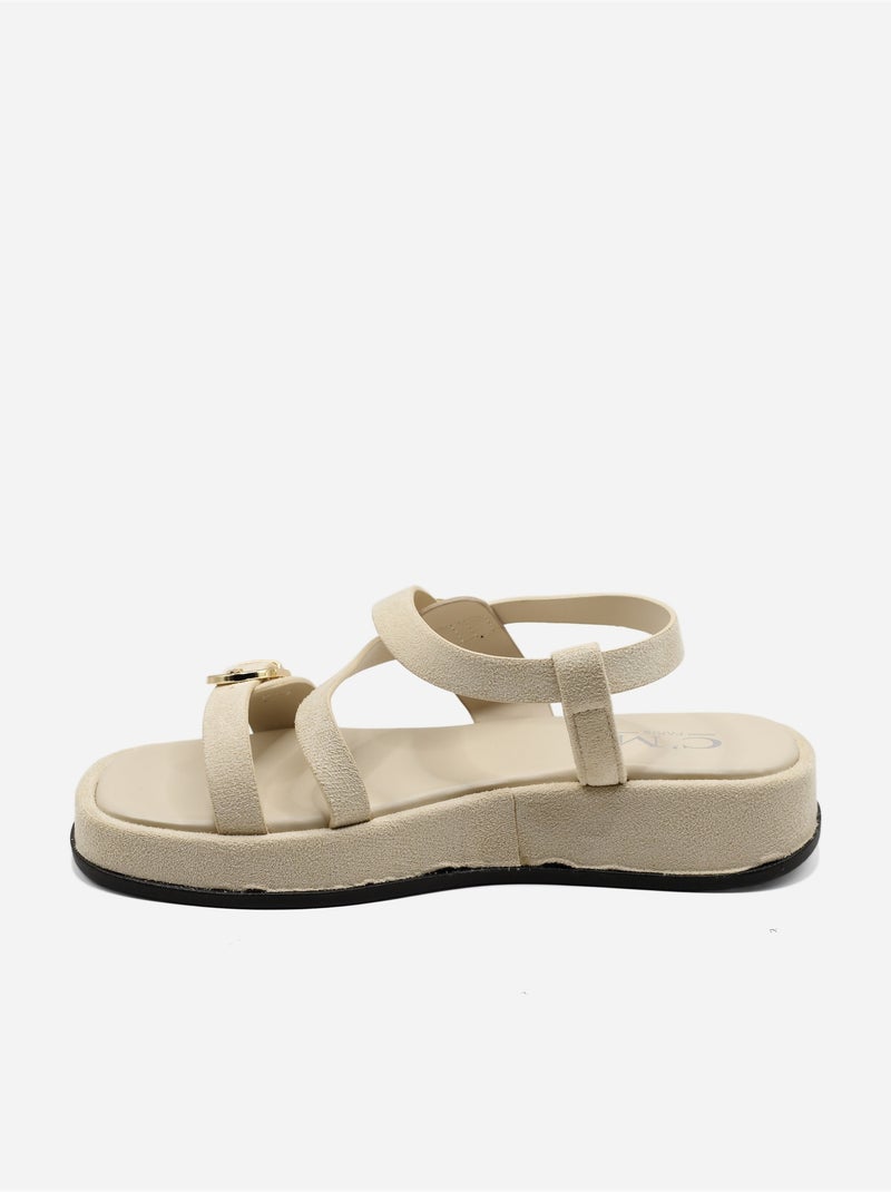 Sandali piatti con cinturino e fibbia Beige - Kiabi