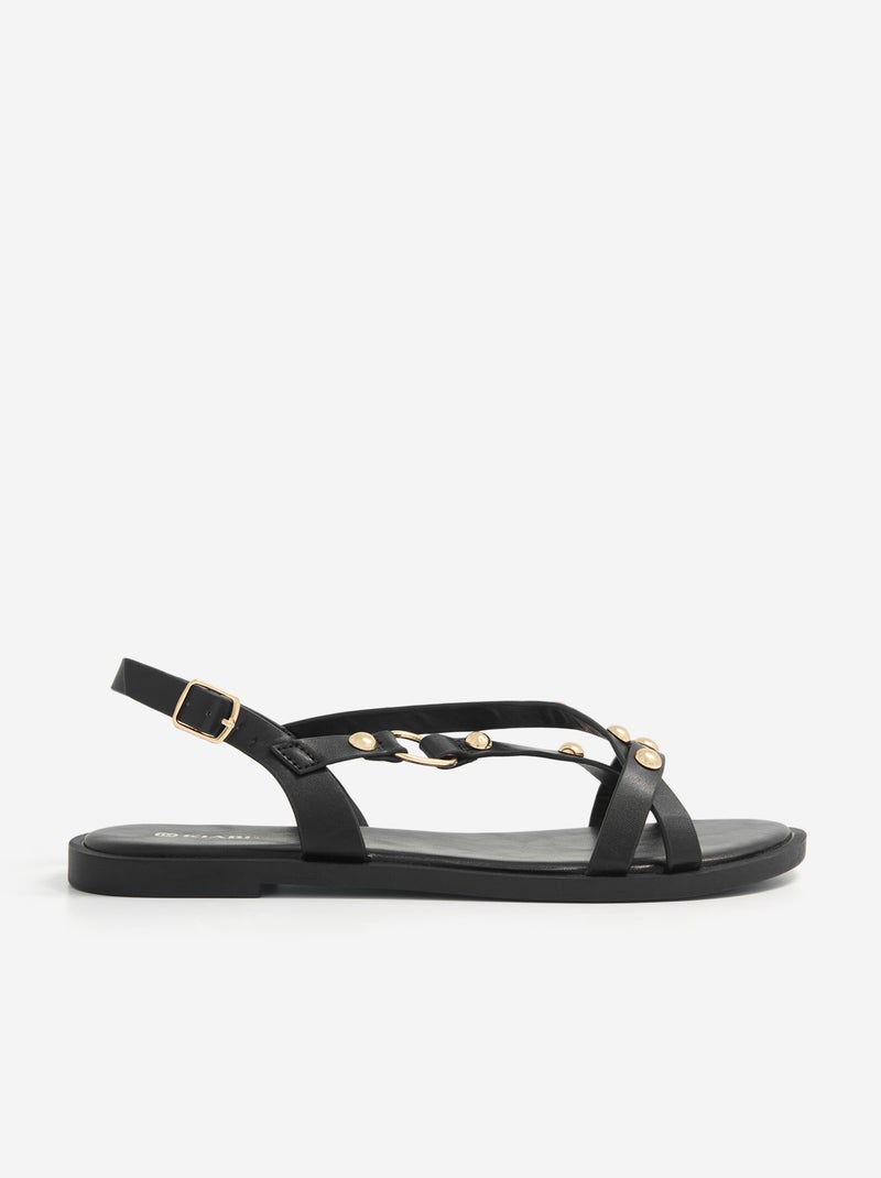 Sandali piatti con dettagli borchie Nero - Kiabi