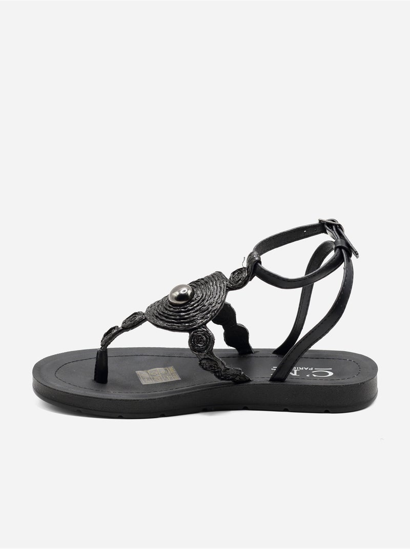 Sandali piatti con dettagli in perline Nero - Kiabi