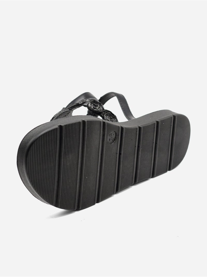 Sandali piatti con dettagli in perline Nero - Kiabi