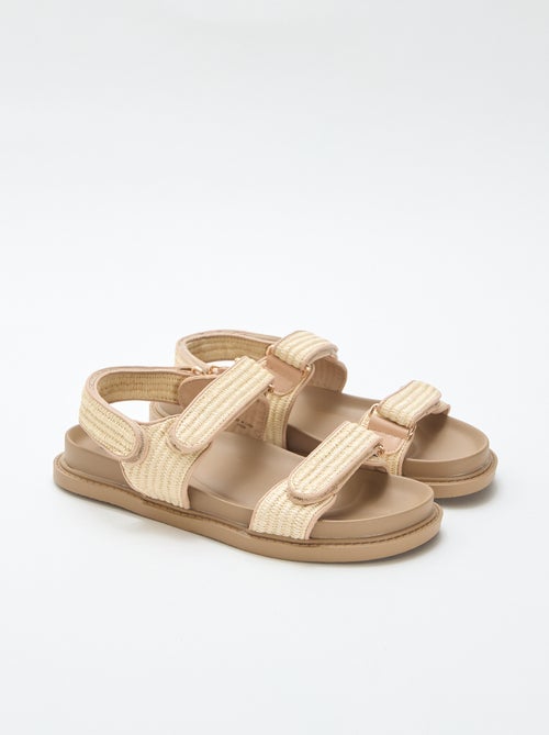 Sandali piatti con fascette in paglia - Kiabi