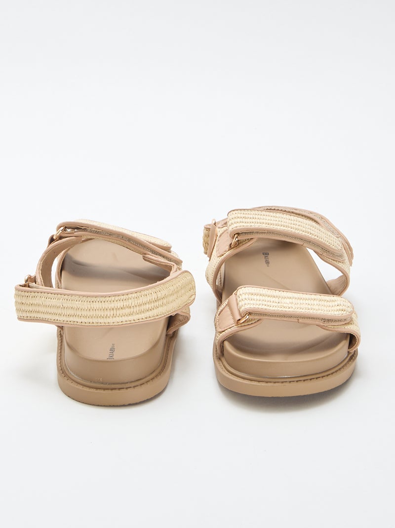 Sandali piatti con fascette in paglia Beige - Kiabi