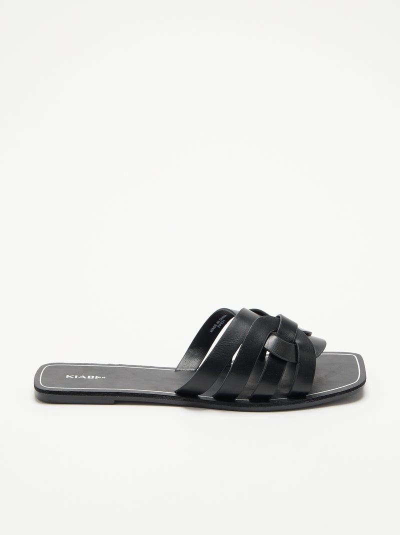 Sandali piatti con fascette incrociate Nero - Kiabi
