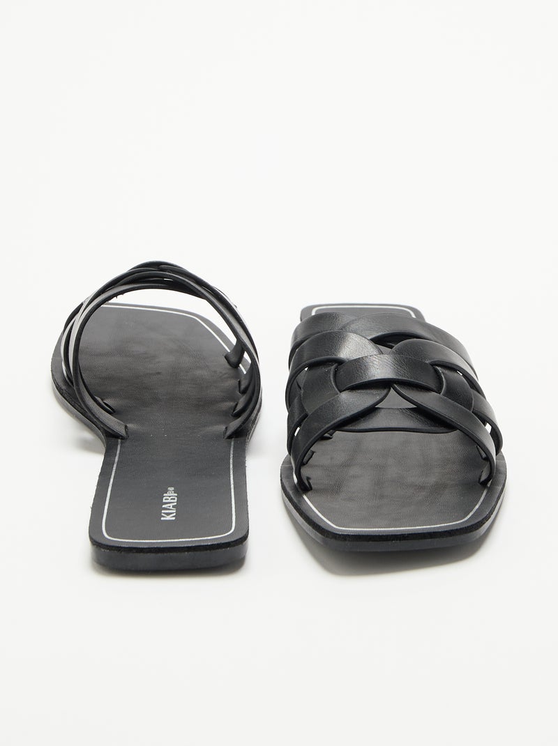 Sandali piatti con fascette incrociate Nero - Kiabi