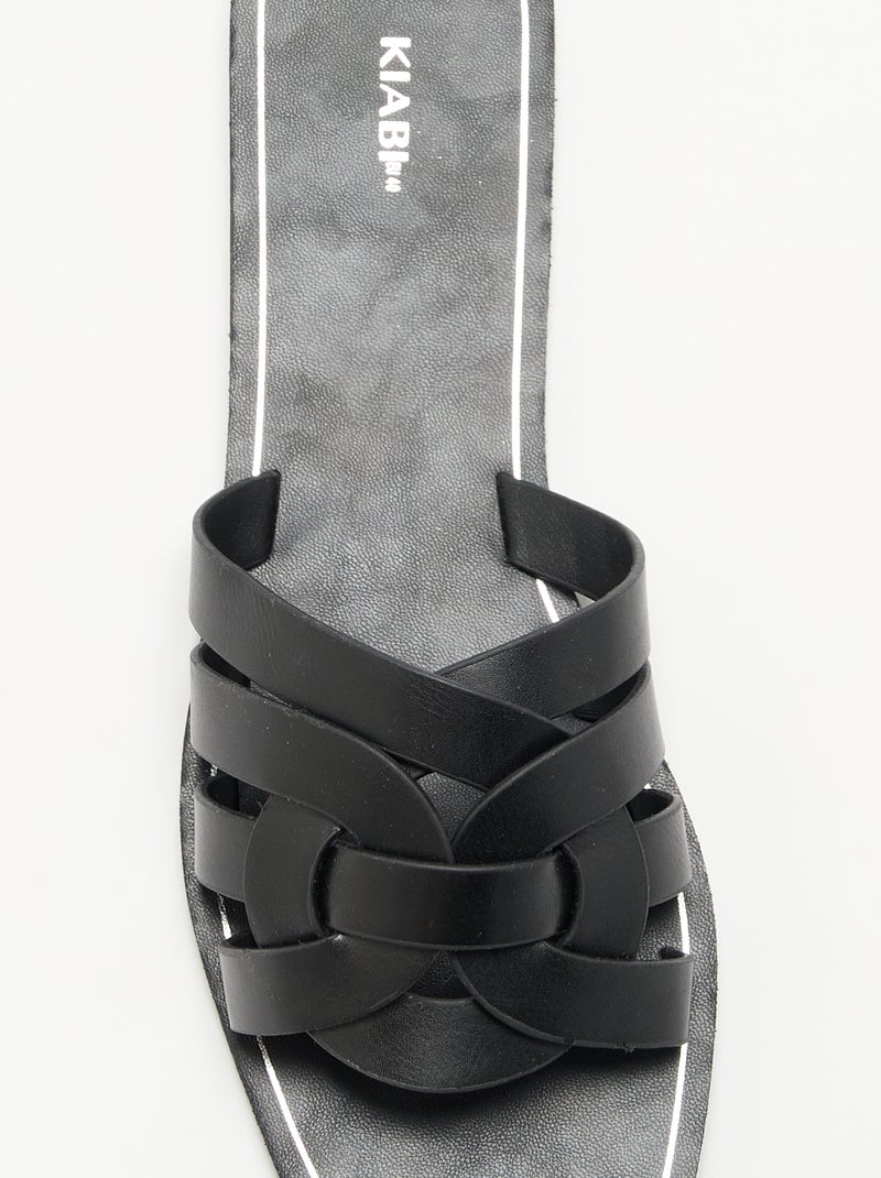 Sandali piatti con fascette incrociate Nero - Kiabi