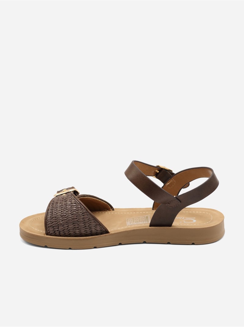 Sandali piatti con fibbia Marrone - Kiabi