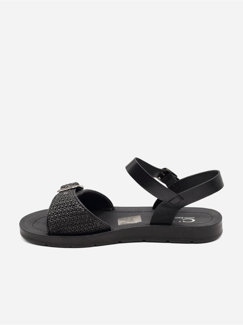 Sandali piatti con fibbia Nero - Kiabi