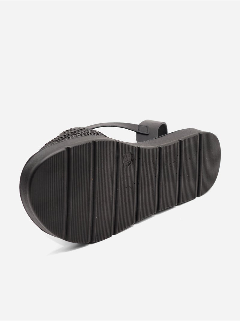 Sandali piatti con fibbia Nero - Kiabi