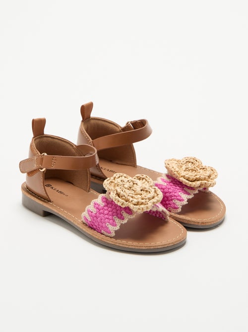 Sandali piatti con fiori fantasia - Kiabi