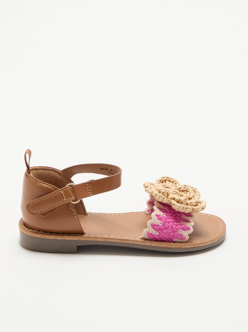 Sandali piatti con fiori fantasia - Kiabi