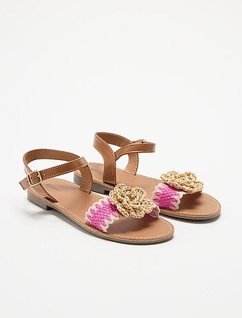 Sandali piatti con fiori fantasia