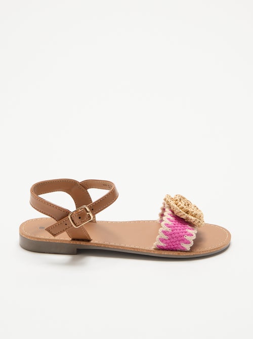 Sandali piatti con fiori fantasia - Kiabi