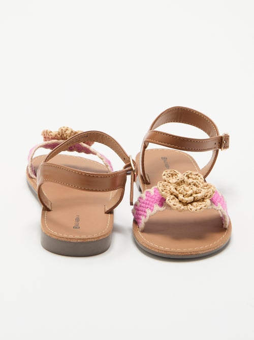 Sandali piatti con fiori fantasia - Kiabi