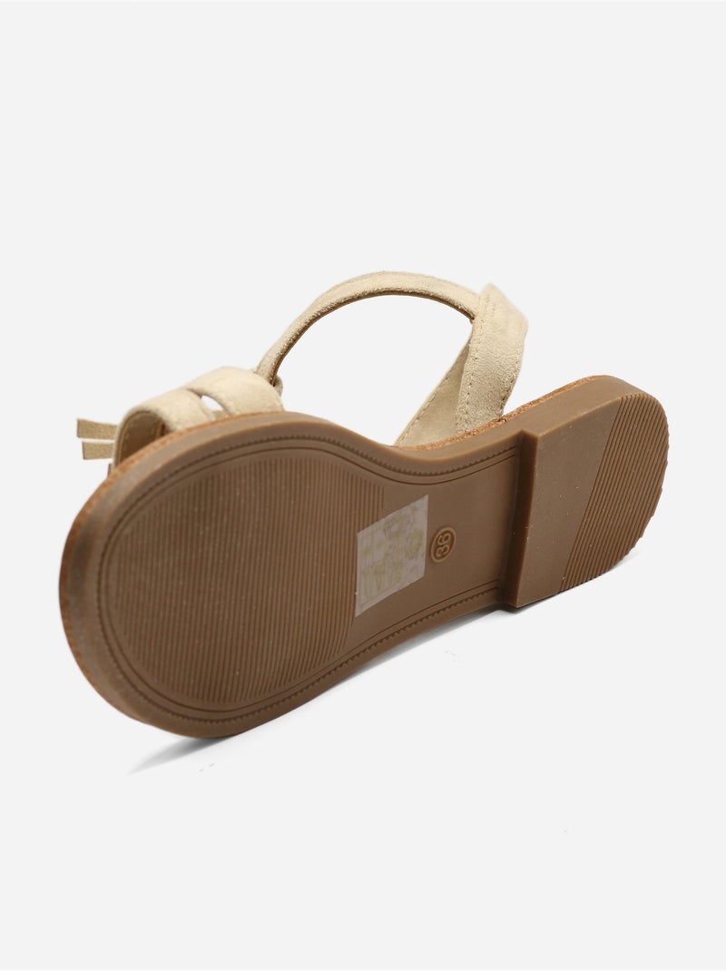 Sandali piatti con frange Beige - Kiabi