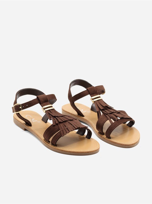 Sandali piatti con frange - Kiabi