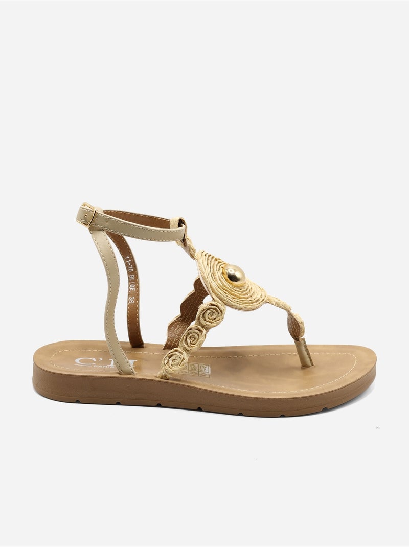 Sandali piatti da infilare - C M Beige - Kiabi