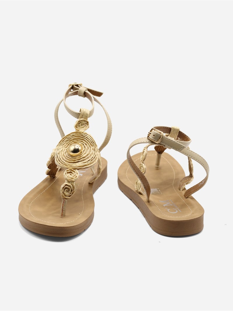 Sandali piatti da infilare - C M Beige - Kiabi