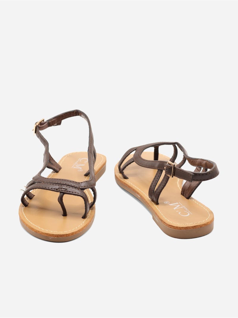 Sandali piatti da infilare - C M Marrone - Kiabi