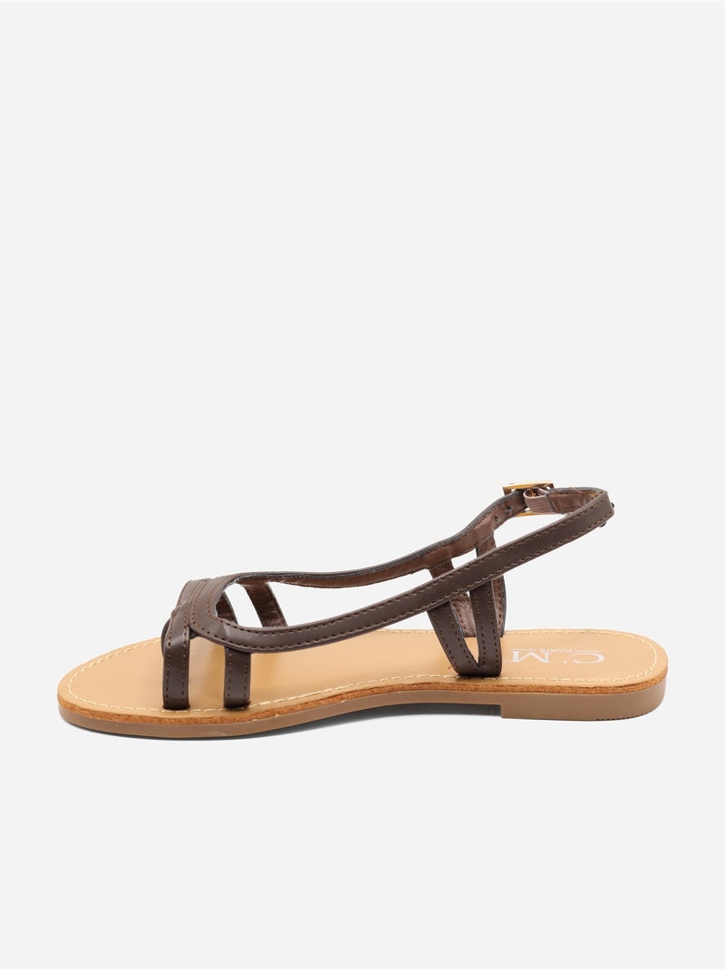 Sandali piatti da infilare - C M Marrone - Kiabi