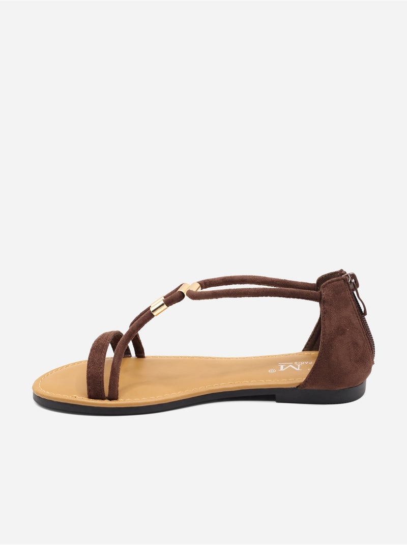 Sandali piatti da infilare - C M Marrone - Kiabi