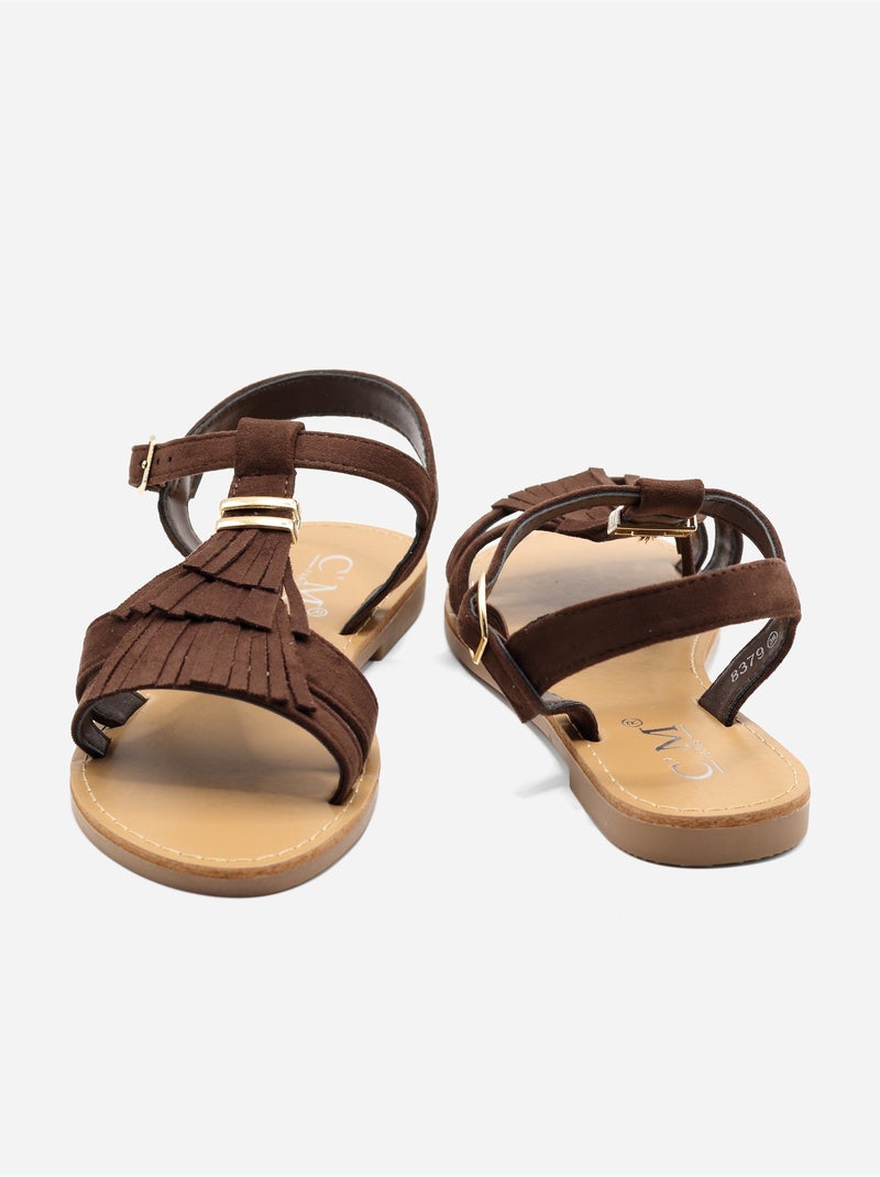 Sandali piatti da infilare - C M Marrone - Kiabi