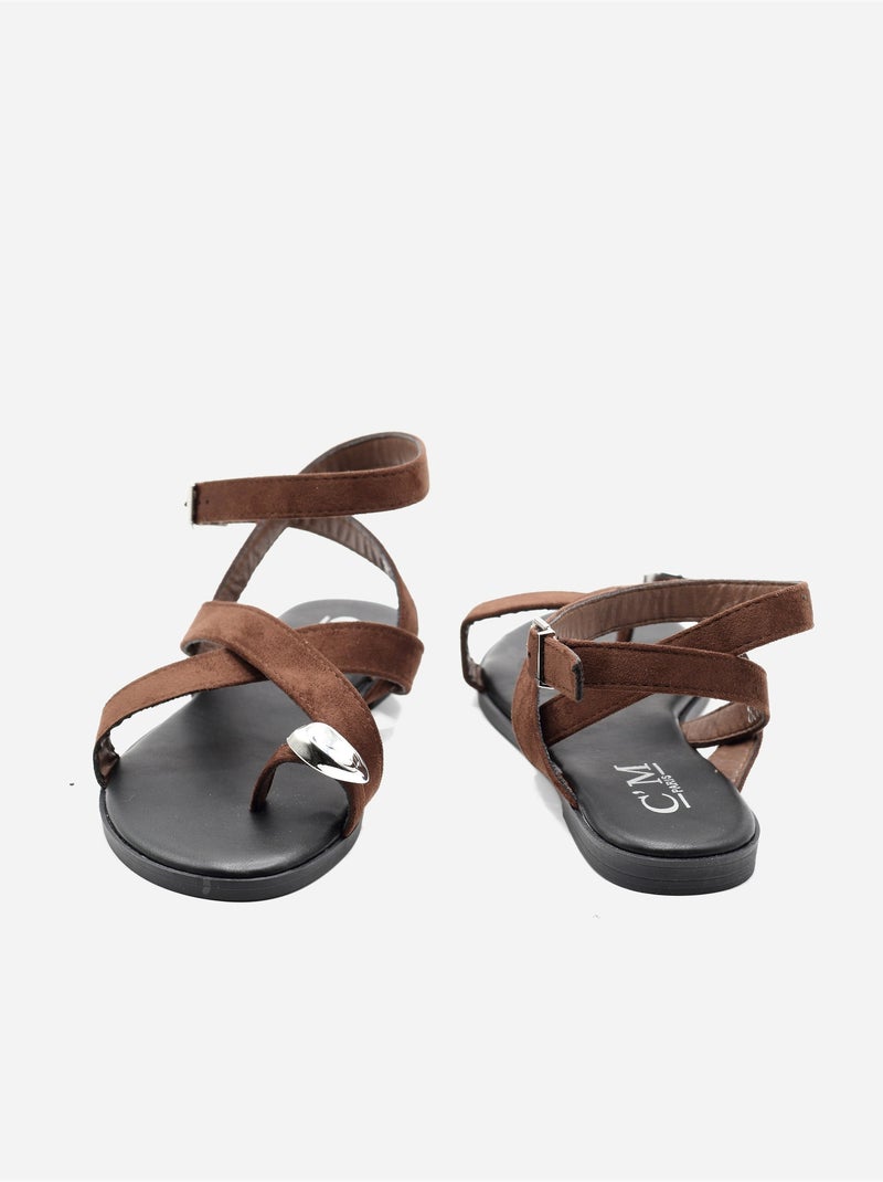 Sandali piatti da infilare - C M Marrone - Kiabi