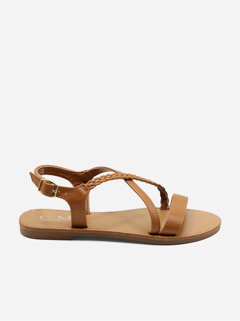 Sandali piatti intrecciati Cammello - Kiabi