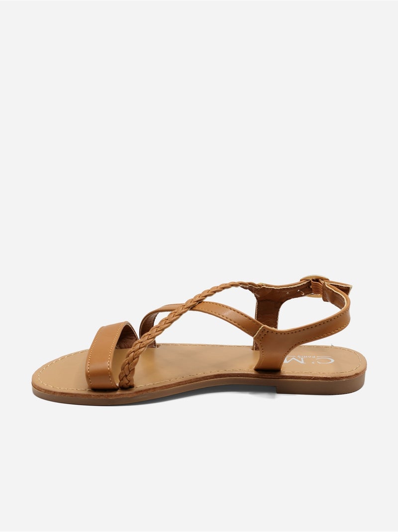 Sandali piatti intrecciati Cammello - Kiabi
