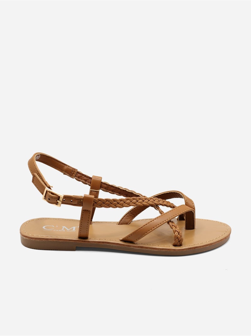 Sandali piatti intrecciati Cammello - Kiabi
