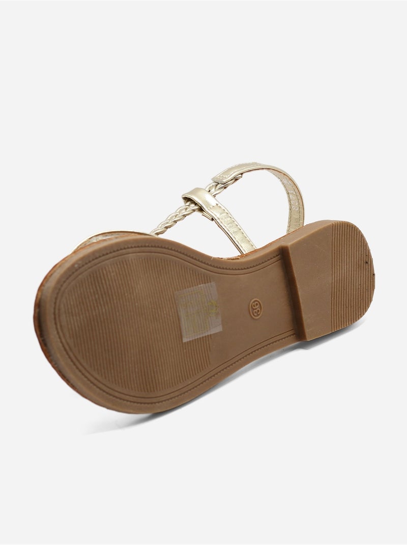 Sandali piatti intrecciati Dorato/Oro - Kiabi