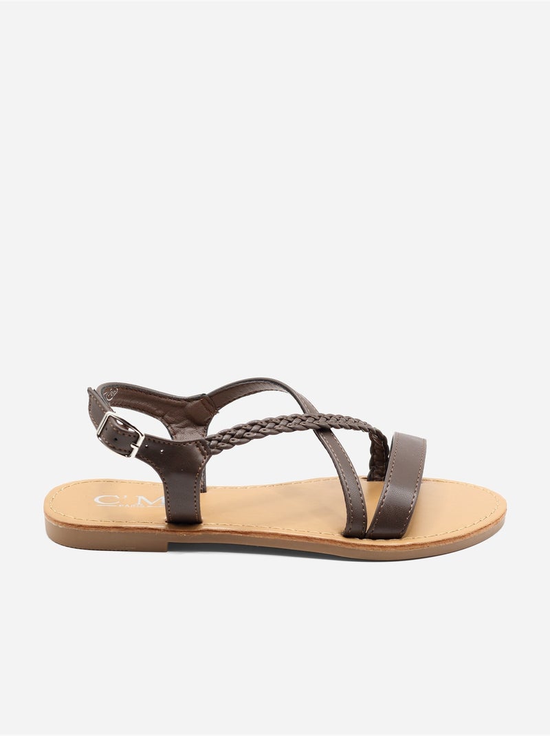 Sandali piatti intrecciati Marrone - Kiabi