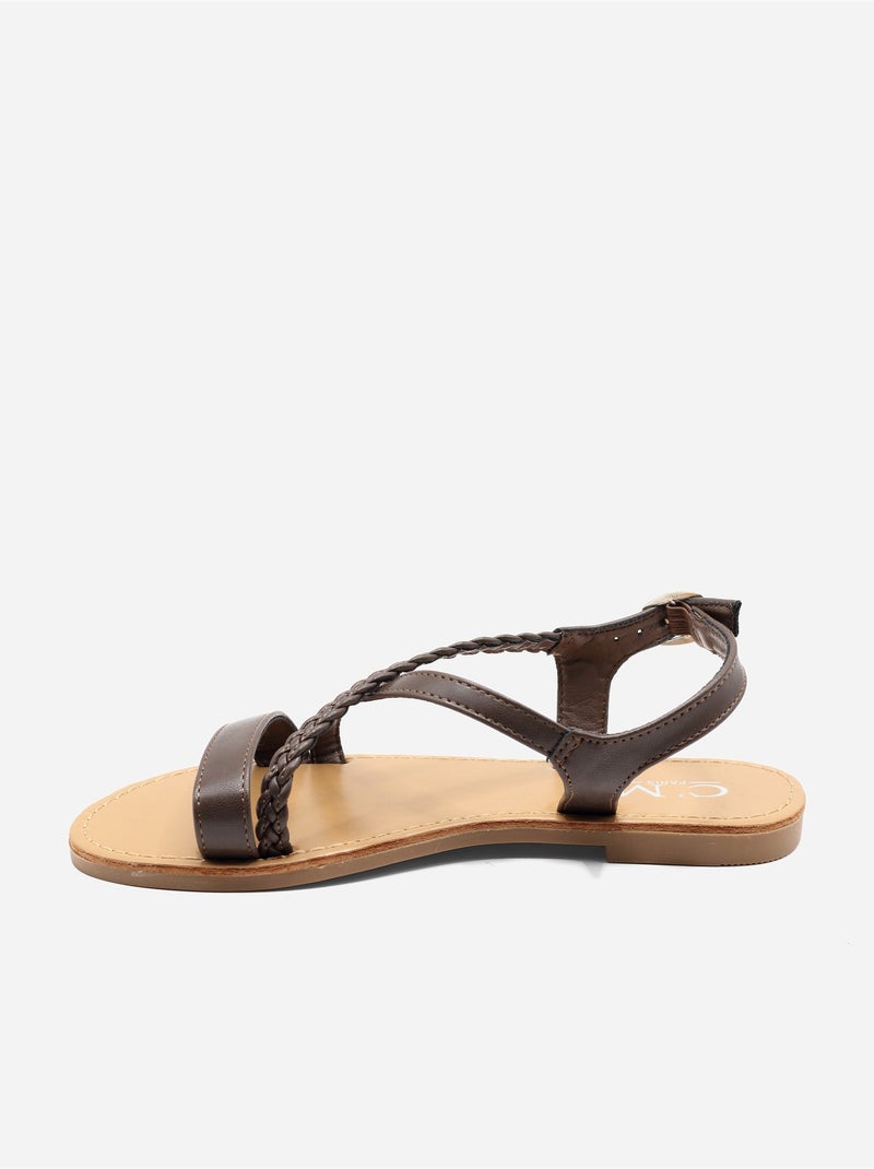Sandali piatti intrecciati Marrone - Kiabi