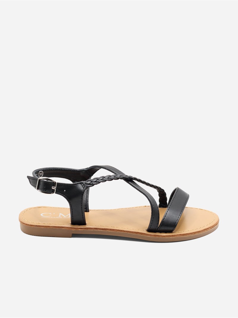Sandali piatti intrecciati Nero - Kiabi