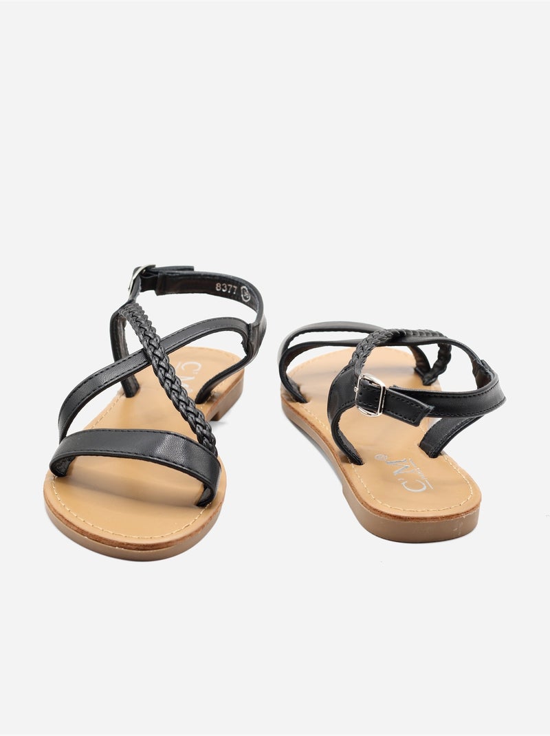 Sandali piatti intrecciati Nero - Kiabi