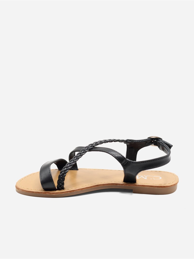 Sandali piatti intrecciati Nero - Kiabi