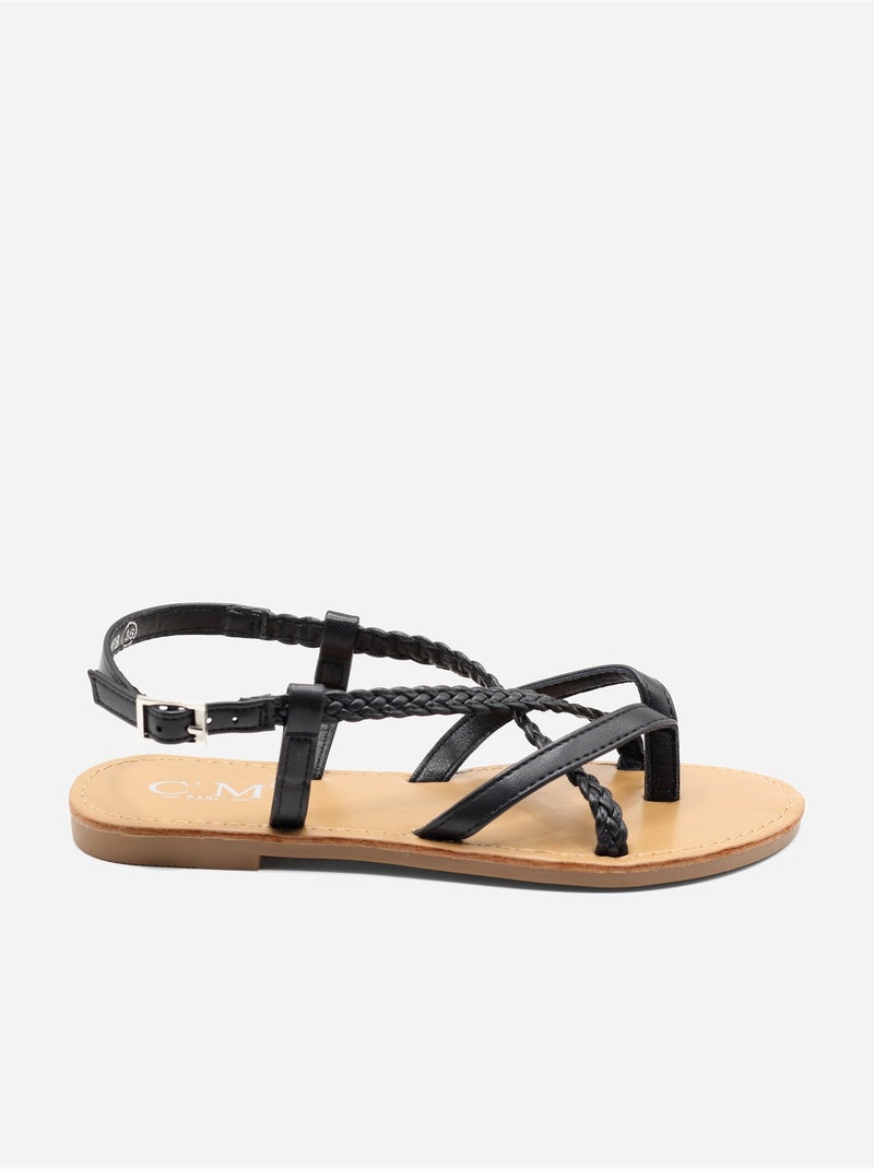 Sandali piatti intrecciati Nero - Kiabi