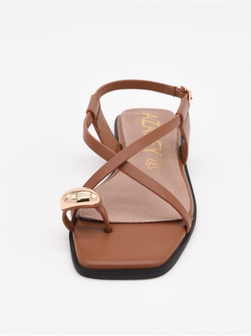 Sandali Piatti Materiale Sintetico Montevita Cammello - Kiabi