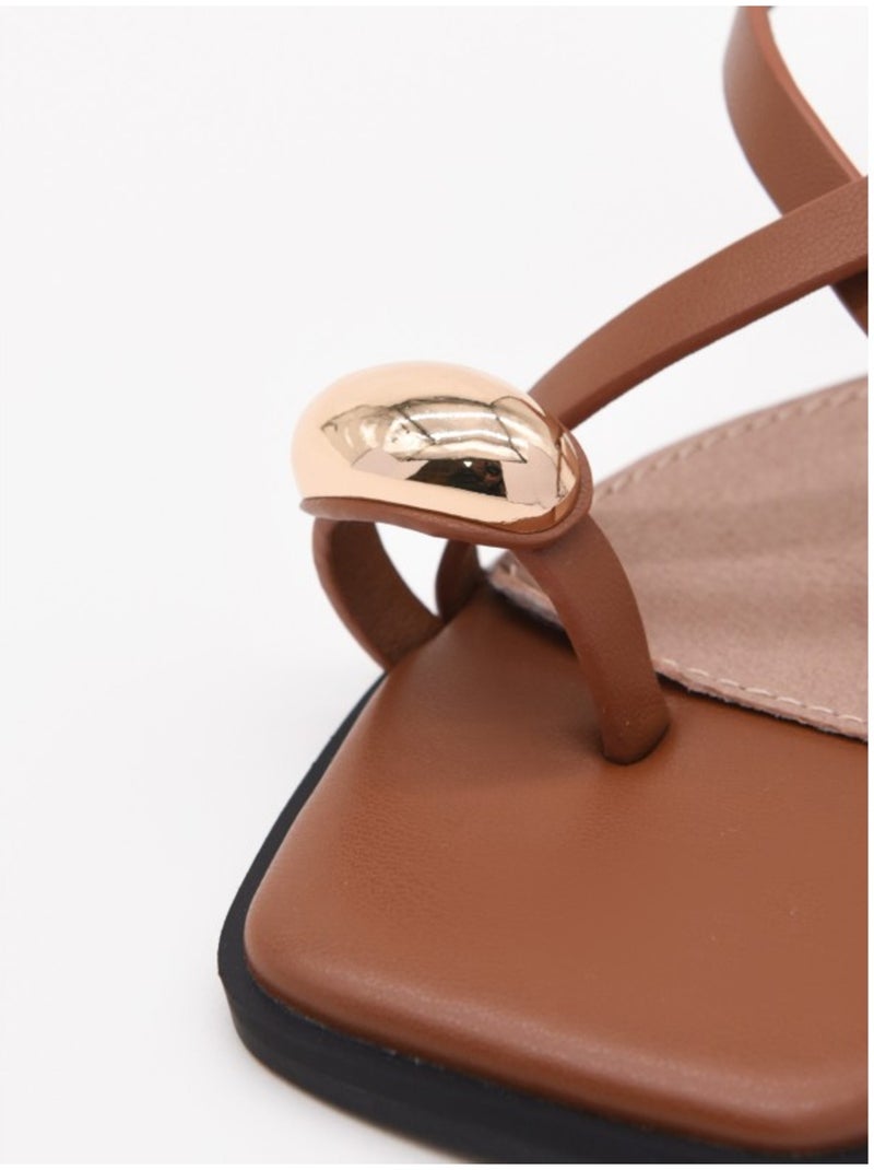 Sandali Piatti Materiale Sintetico Montevita Cammello - Kiabi
