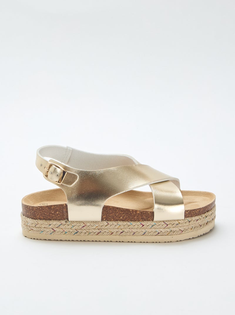 Sandali platform con fascette incrociate Giallo - Kiabi